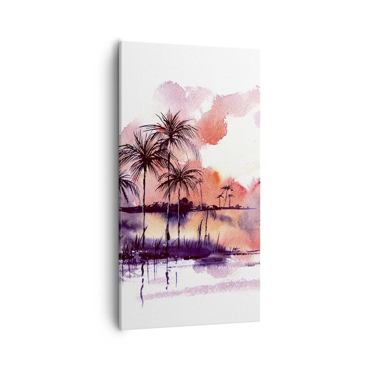 Canvastavla - Bild på duk - Tropikens ro i rött - 55x100 cm