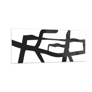 Glastavla - Bild på glas - Svartvit konstruktion - 100x40 cm