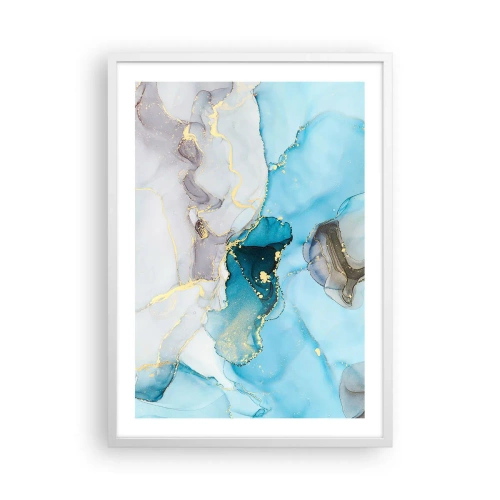 Affisch i vit ram - Studie över mötet mellan grå och turkos - 50x70 cm