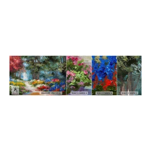 Provbit av självhäftande fototapet Deluxe Sticker - Skogsträdgård, blomskog - Landskap, Parkera, Blommor - 100x30 cm