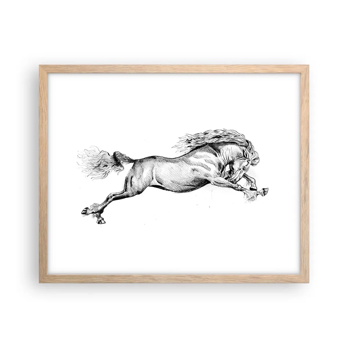 Affisch i ram av ljusek - Fångad i galopplopp - 50x40 cm