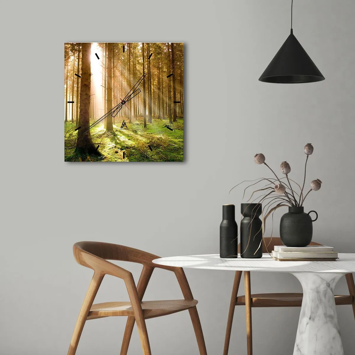 Väggklocka - Klocka på glas - Snart kommer alverna - 40x40 cm