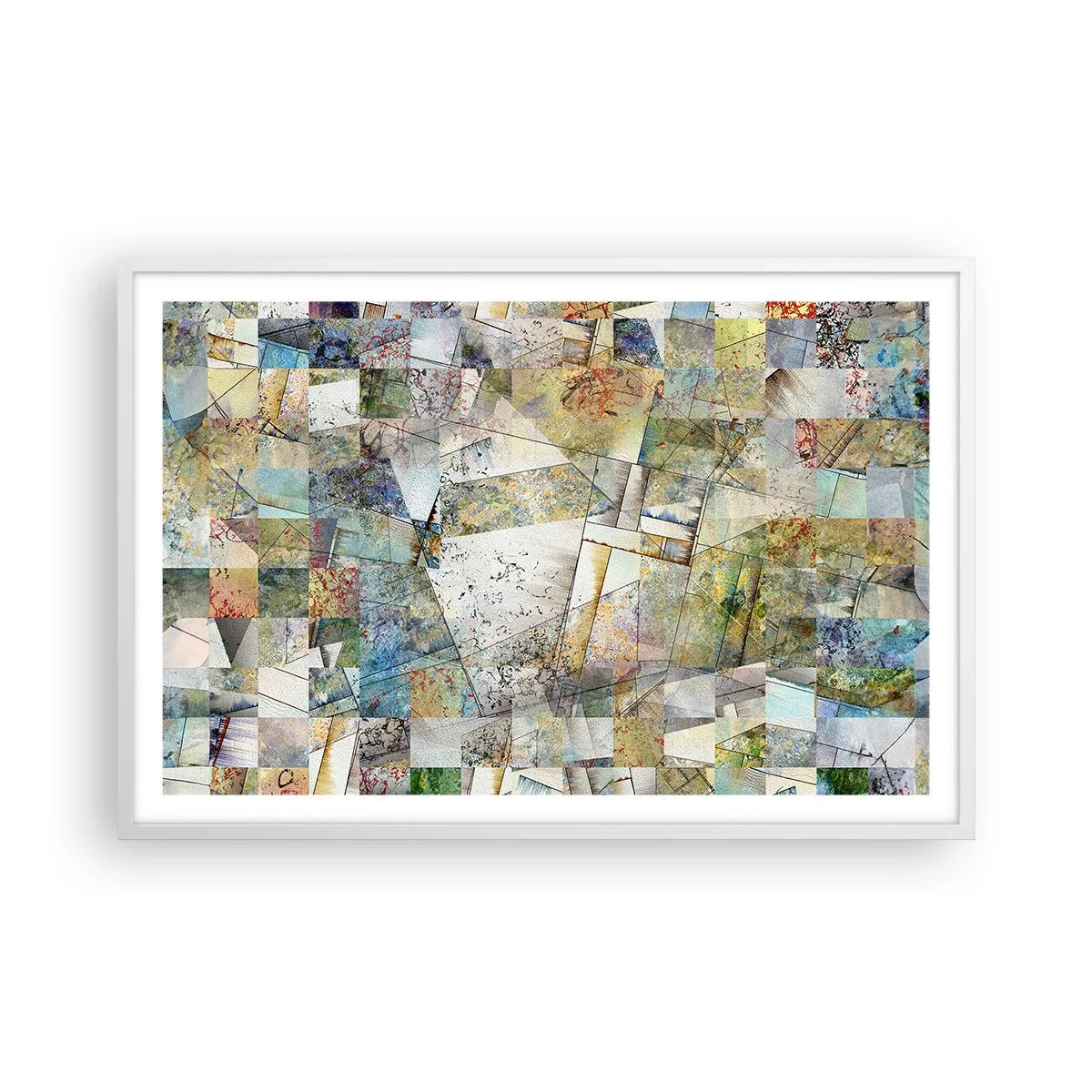 Affisch i vit ram - Geometrisk omblandning - 91x61 cm