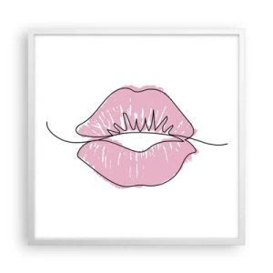 Affisch i vit ram - Redo att kyssas? - 60x60 cm