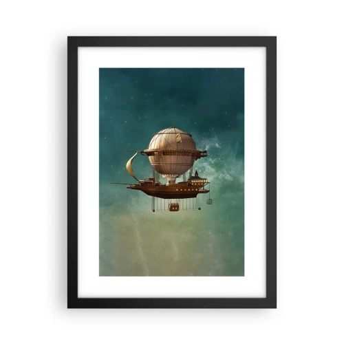 Affisch i svart ram - Jules Verne hälsar - 30x40 cm