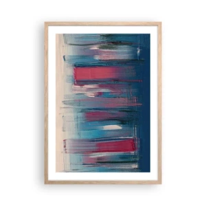 Affisch i ram av ljusek - Vertikal komposition i blått och rött - 50x70 cm