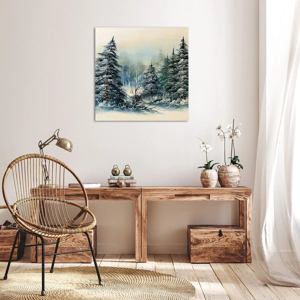 Canvastavla - Bild på duk - Redo för Julen - 70x70 cm