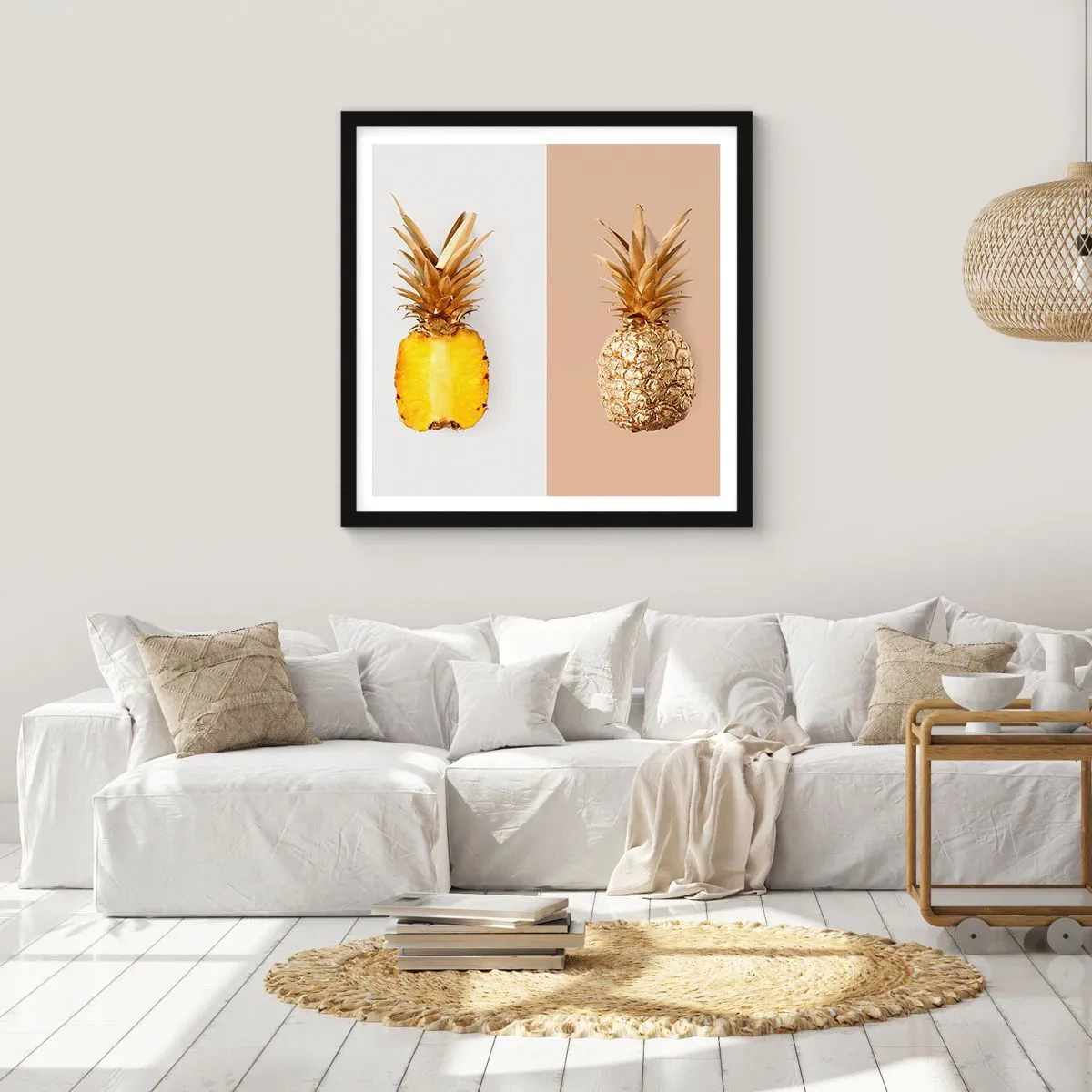 Affisch i svart ram - Ananas för oss - 30x30 cm