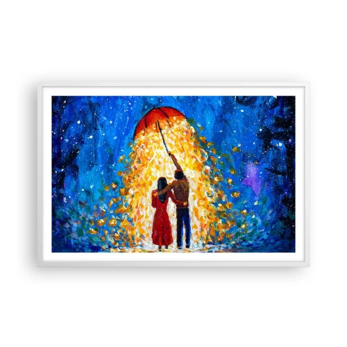 Affisch i vit ram - Magi på en regnig kväll? - 91x61 cm