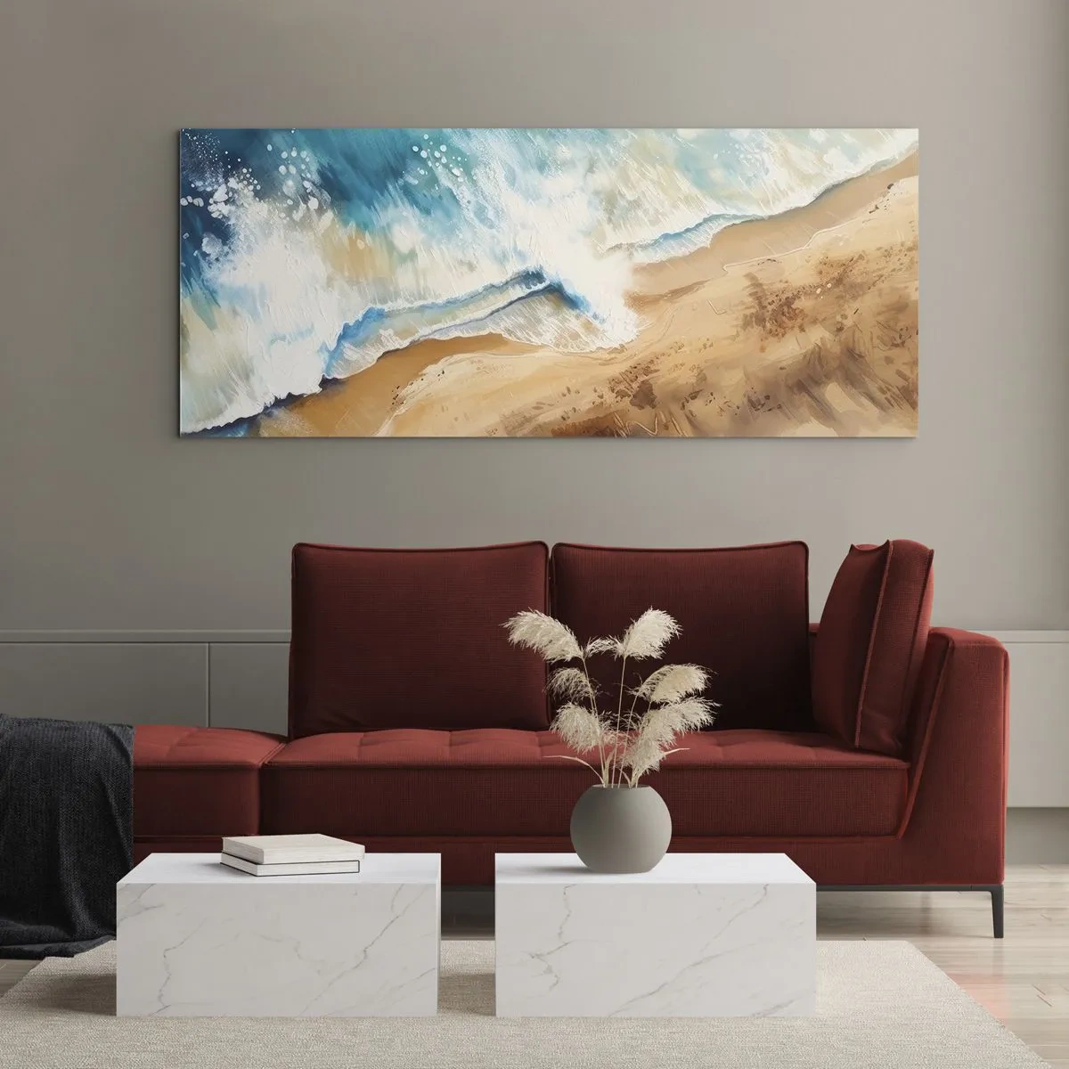 Glastavla - Bild på glas - Den återkommande vågen - 100x40 cm