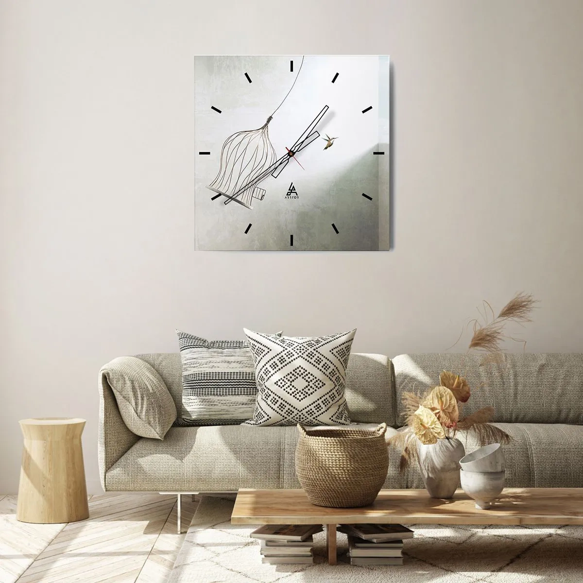 Väggklocka - Klocka på glas - I sitt esse - 30x30 cm
