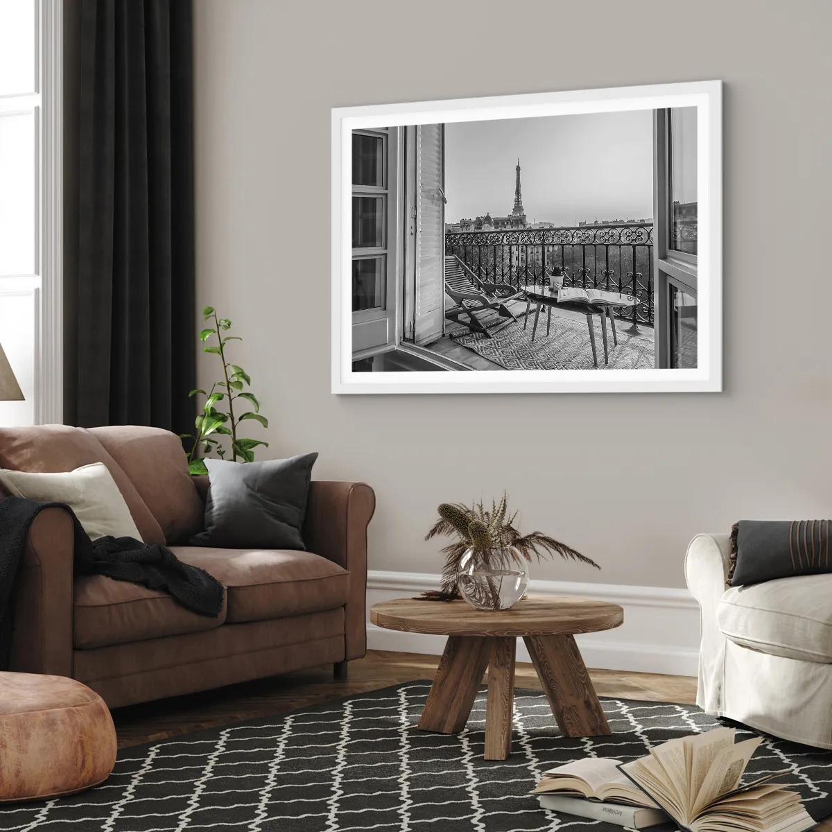 Affisch i vit ram - En eftermiddag i Paris - 50x40 cm