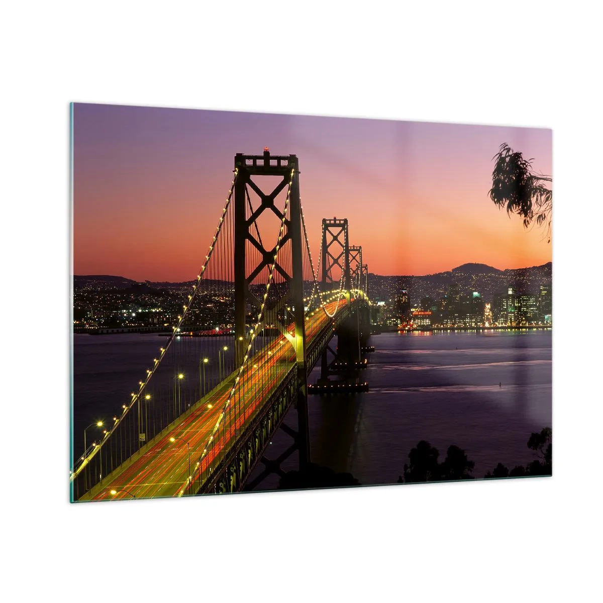 Glastavla - Bild på glas - En kväll i violett - 100x70 cm