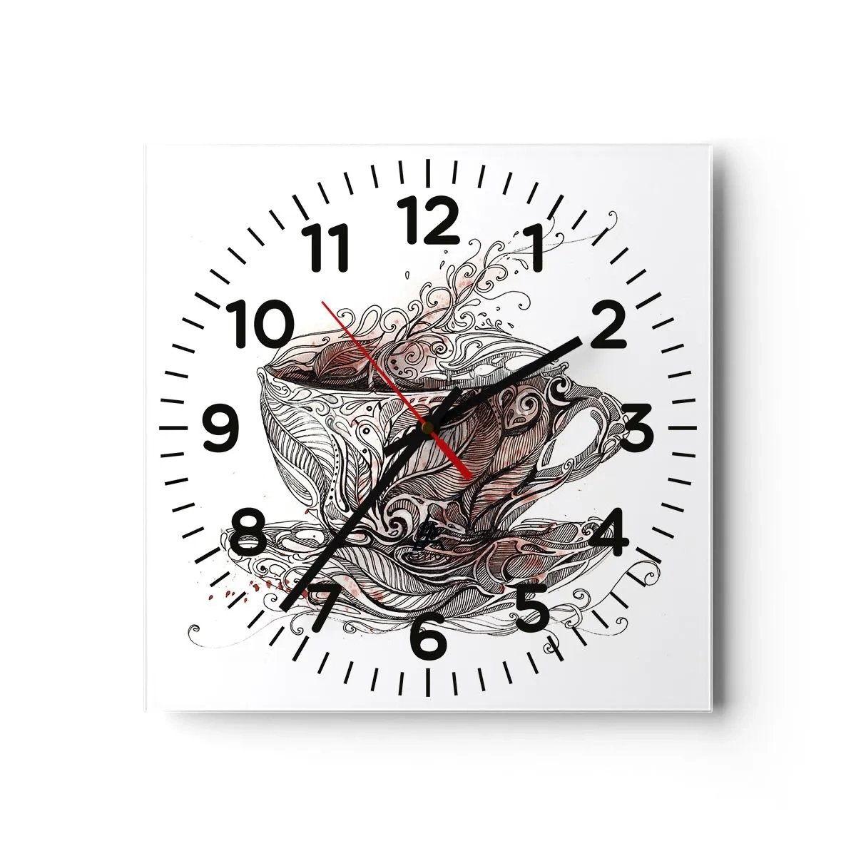 Väggklocka - Klocka på glas - Te är gott för allt - 40x40 cm