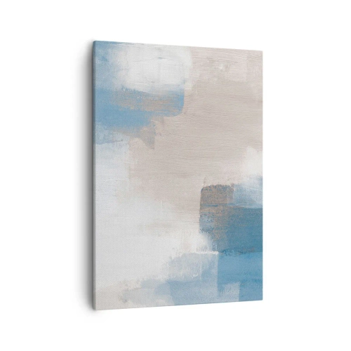 Canvastavla - Bild på duk - Rosa abstraktion bakom en blå slöja - 50x70 cm