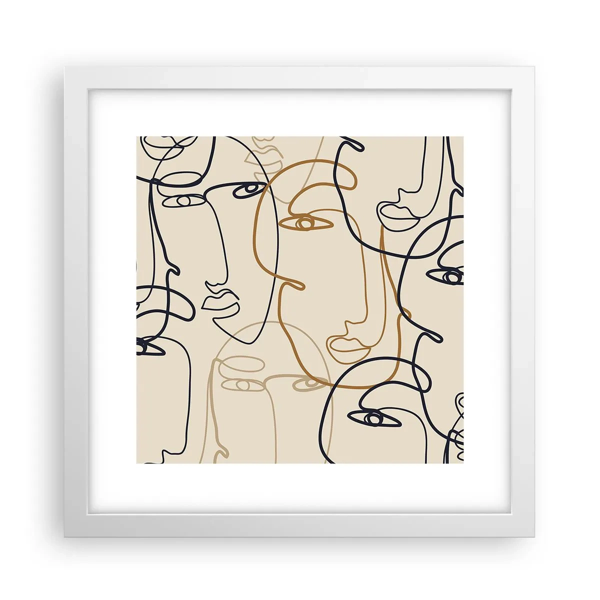 Affisch i vit ram - Mångfaldigad porträtt - 30x30 cm