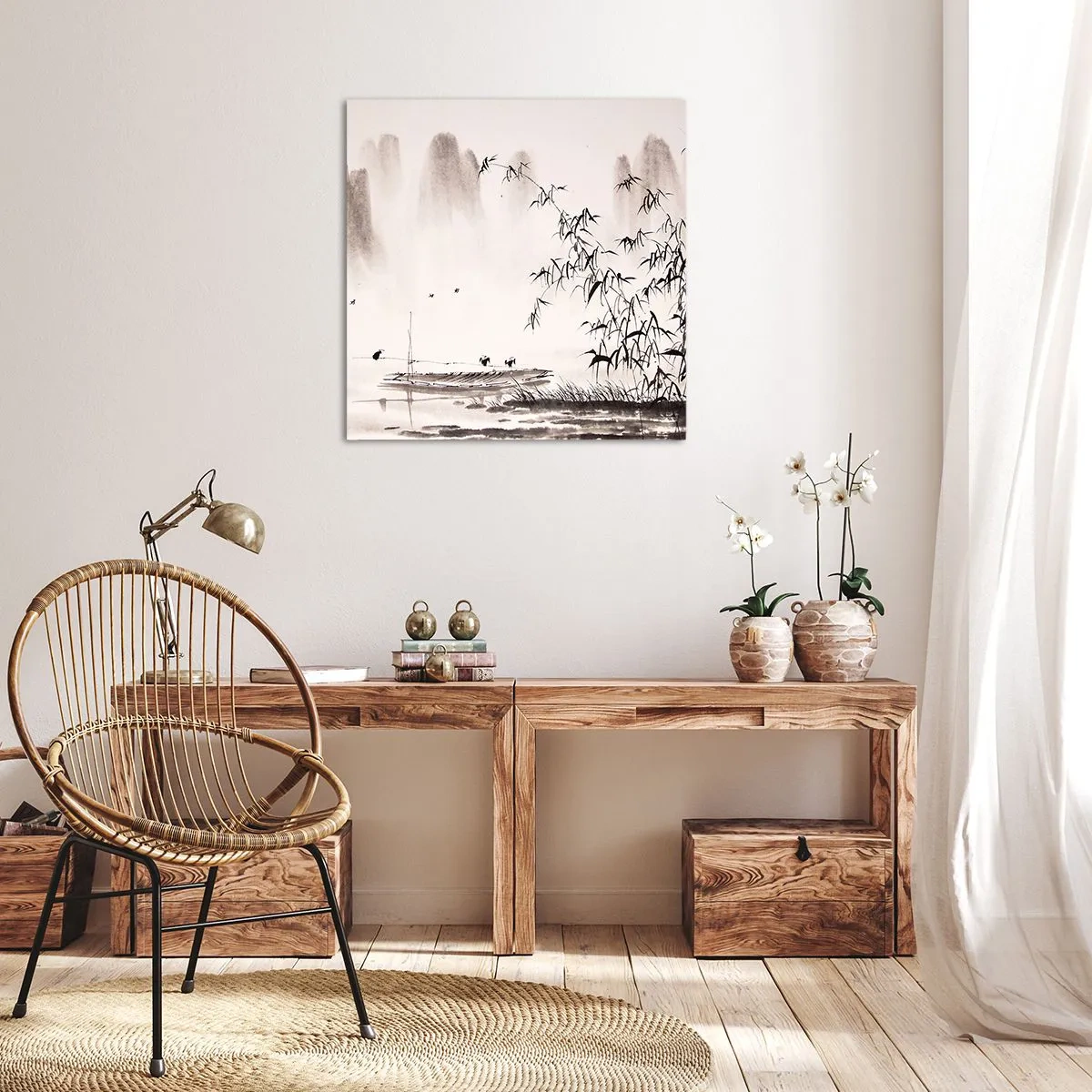 Canvastavla - Bild på duk - Risfältens tystnad - 60x60 cm