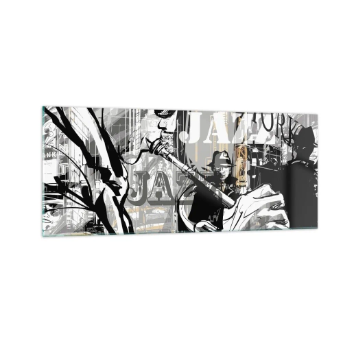 Glastavla - Bild på glas - I New Yorks rytm - 100x40 cm
