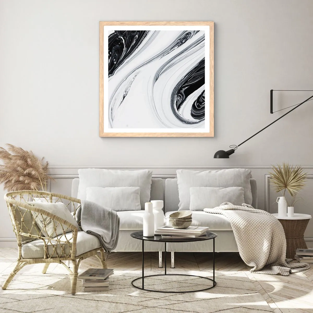 Affisch i ram av ljusek - Motsatskombination - 30x30 cm