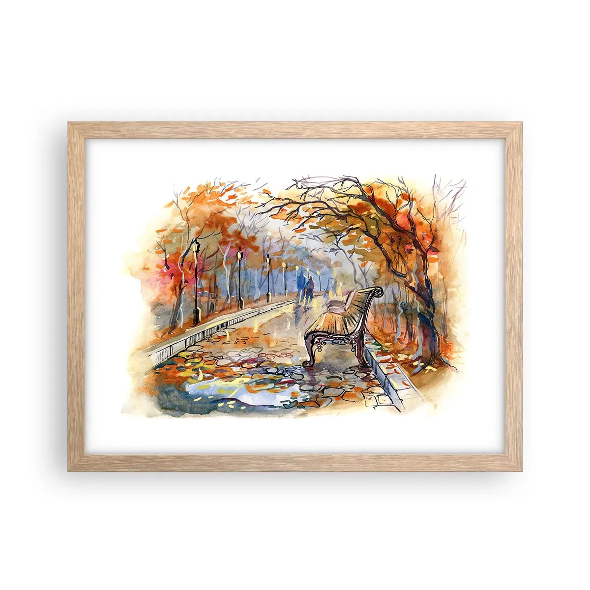 Affisch i ram av ljusek - Vandra tillsammans mot hösten - 40x30 cm