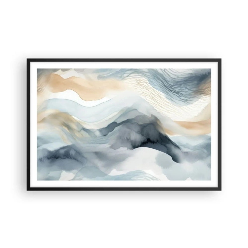 Affisch i svart ram - Snöig och dimmig abstraktion - 91x61 cm