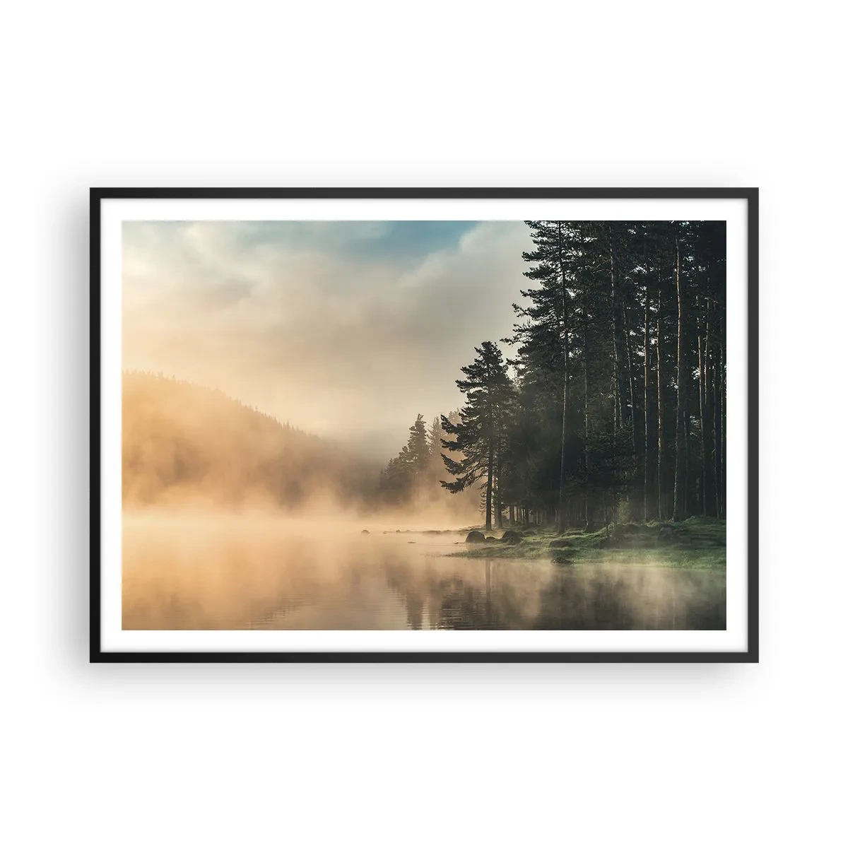 Affisch i svart ram - Dagen föds - 100x70 cm