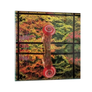 Glastavla - Bild på glas - I naturens tempel - 60x60 cm