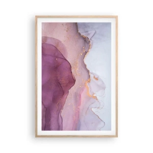 Affisch i ram av ljusek - Lila och violett vågor - 61x91 cm