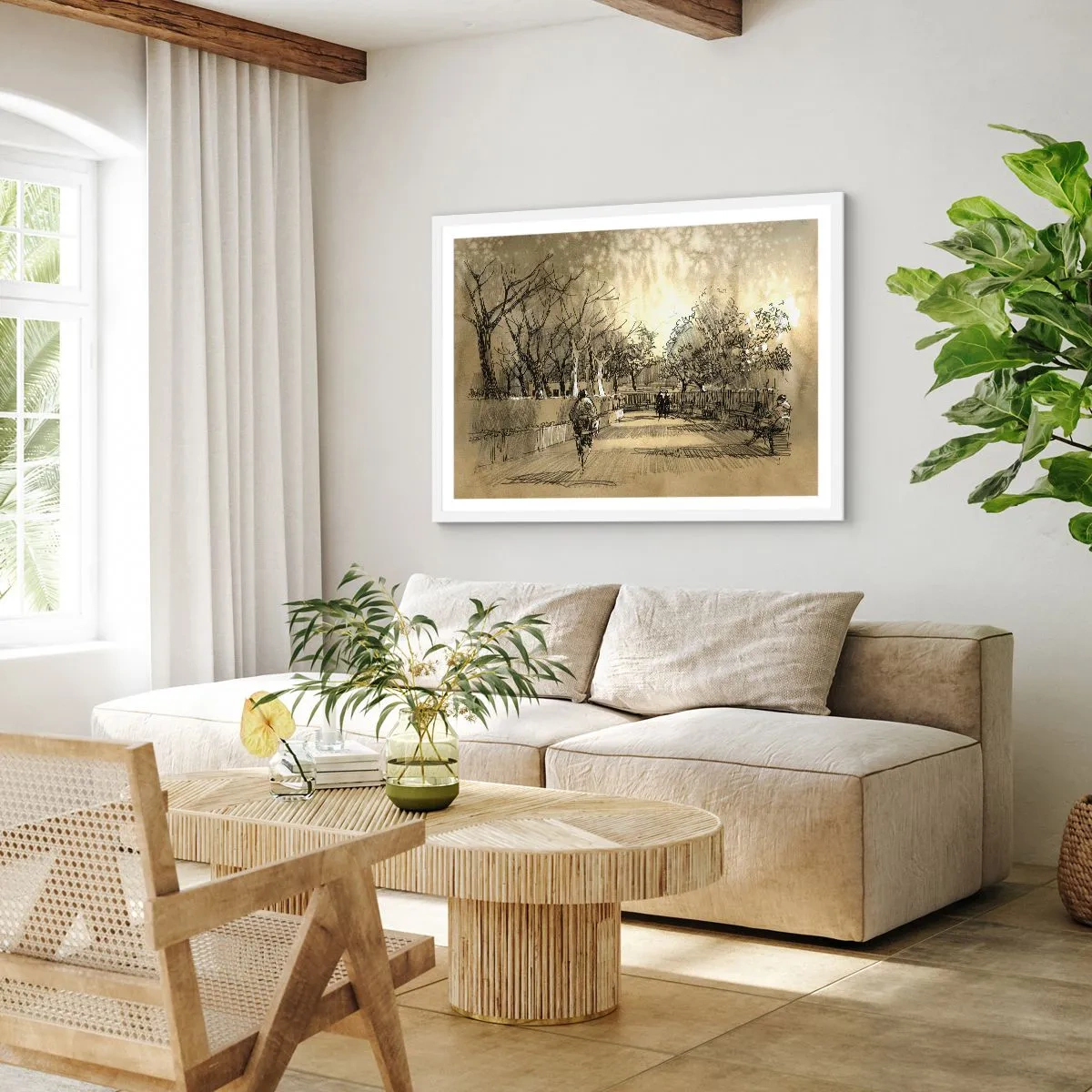 Affisch i vit ram - En stund fångad med penna - 100x70 cm