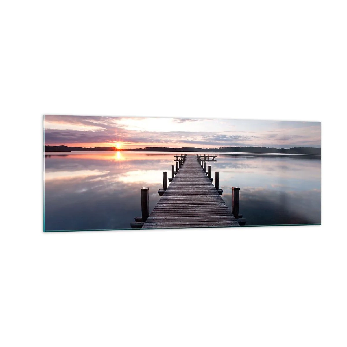 Glastavla - Bild på glas - Den tysta gränsen mellan dag och natt - 140x50 cm