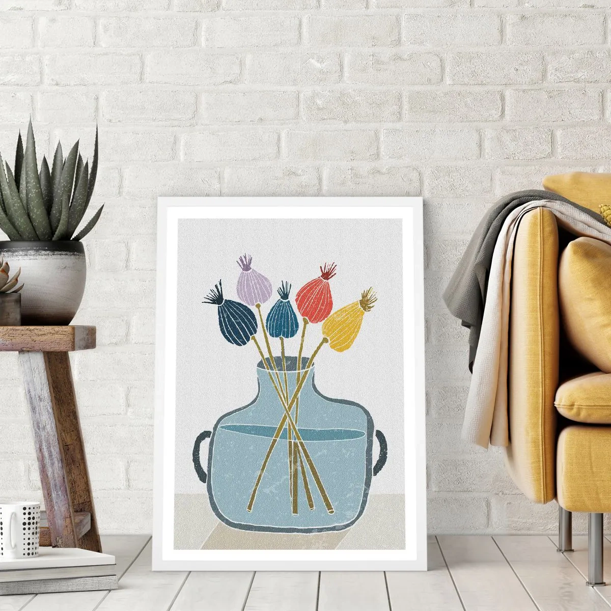 Affisch i vit ram - Vallmovas - 50x70 cm