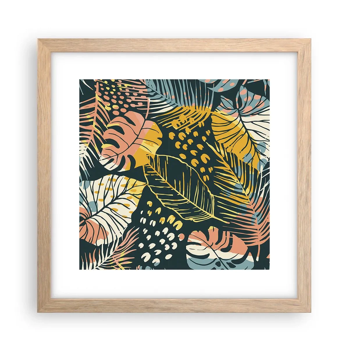 Affisch i ram av ljusek - Lövfantasi - 30x30 cm