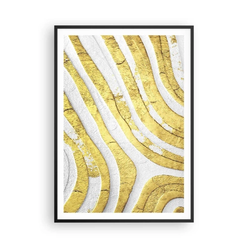 Affisch i svart ram - Komposition i vitt och guld - 70x100 cm