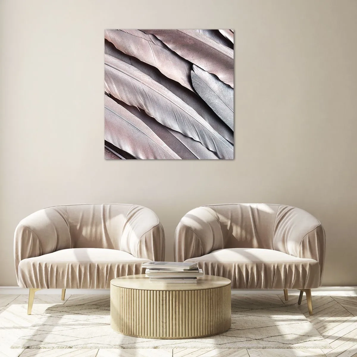 Glastavla - Bild på glas - I rosa silver - 40x40 cm
