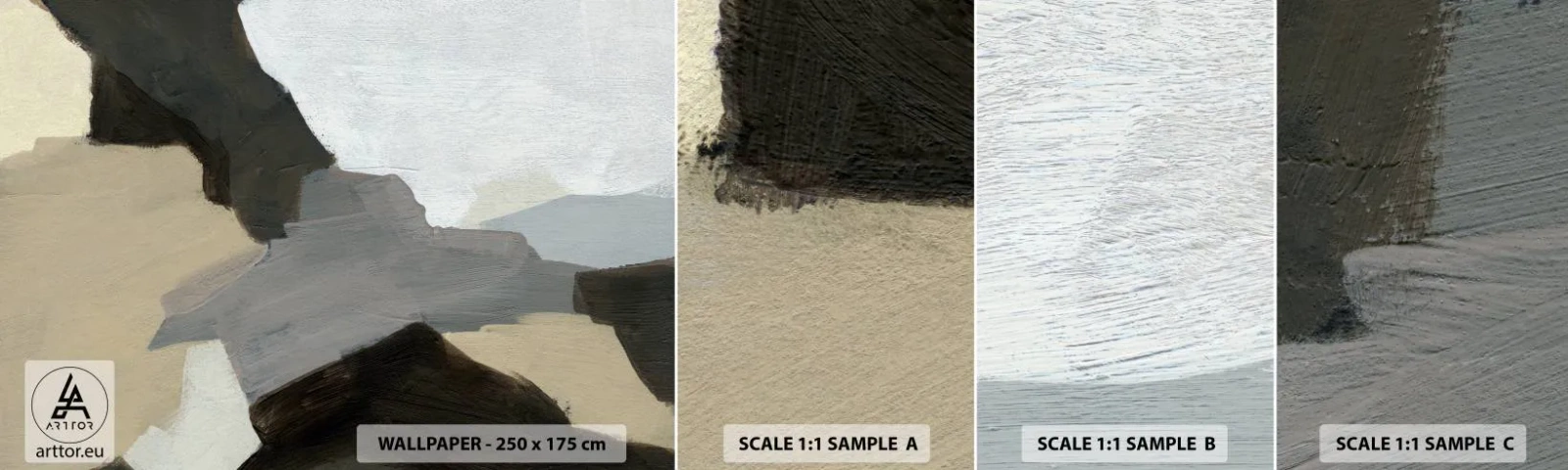 Fototapet Prov Standard Eco - Abstraktion: avgrening av det gråa - Abstraktion, Bit, Färger - 100x30 cm