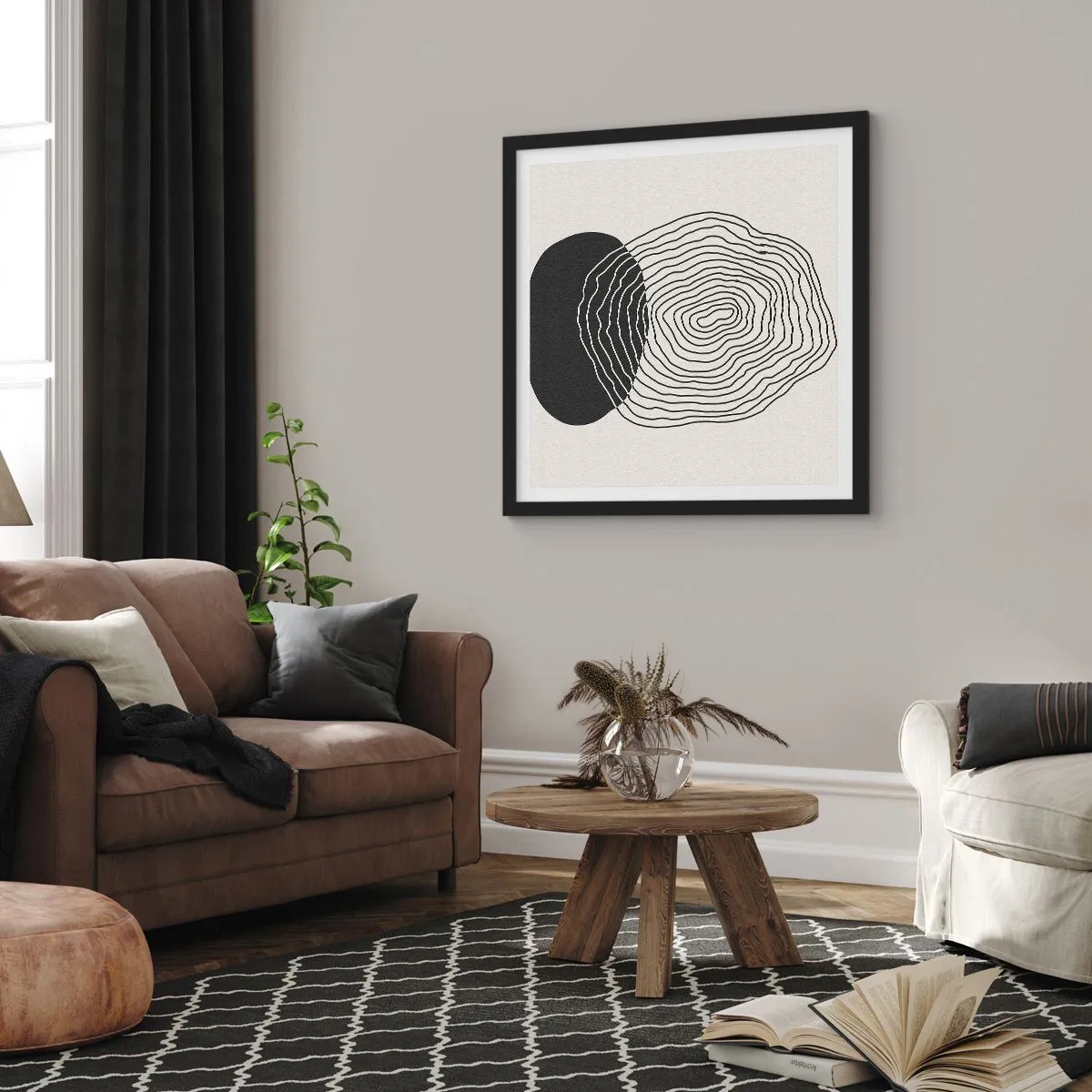 Affisch i svart ram - Varaktighet och vibration - 60x60 cm