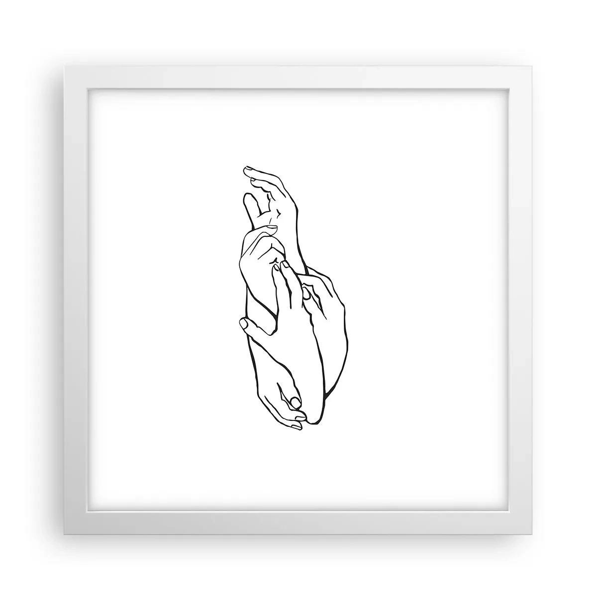 Affisch i vit ram - Hand i hand - 30x30 cm