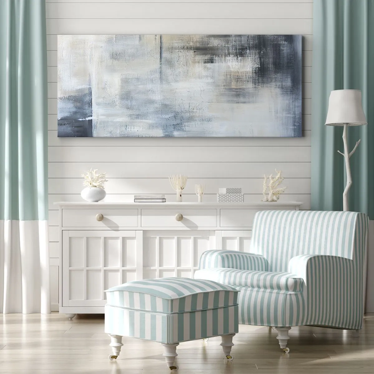 Canvastavla - Bild på duk - Bakom en blå slöja - 100x40 cm