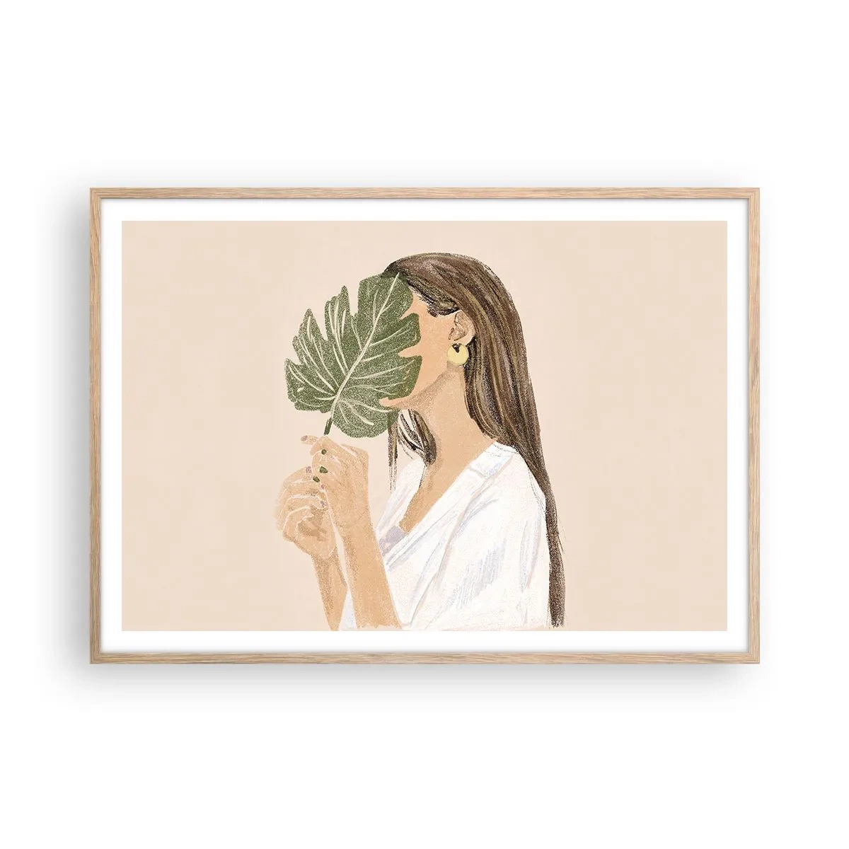 Affisch i ram av ljusek - Mystiskt porträtt med solfjäder - 100x70 cm