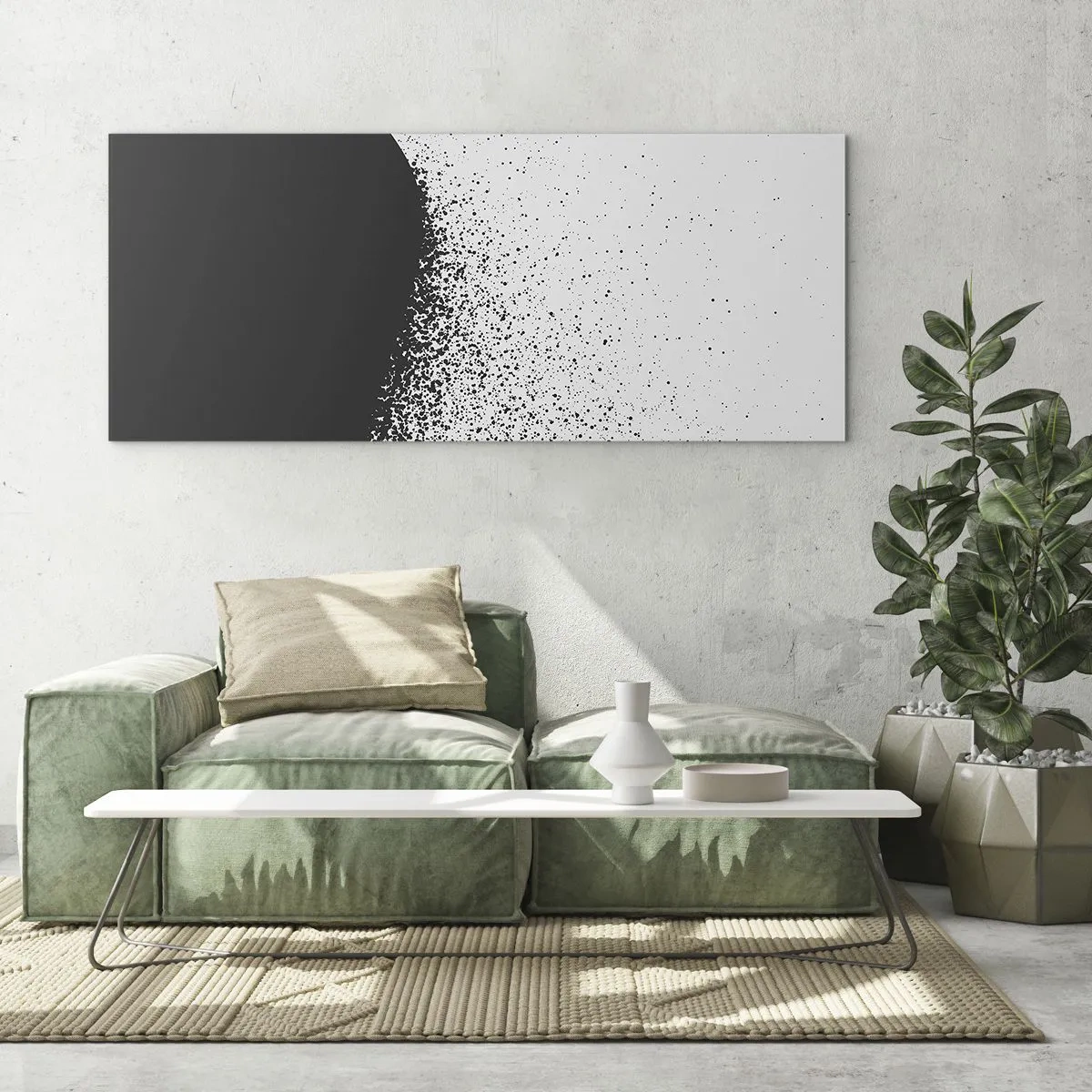 Glastavla - Bild på glas - Partiklarnas rörelse - 120x50 cm