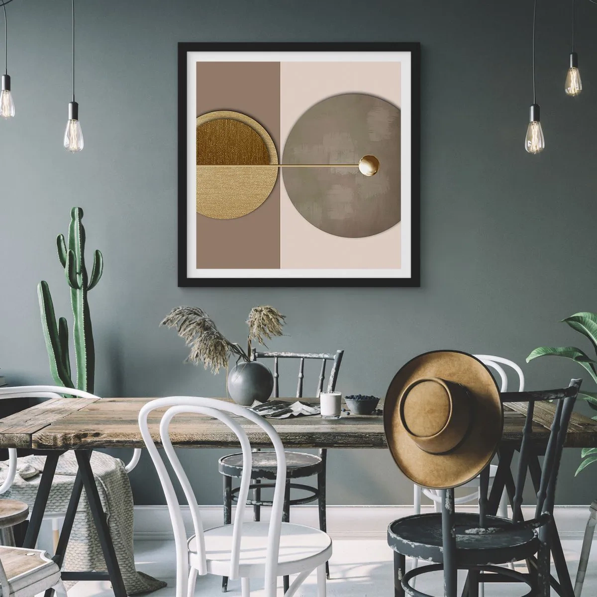 Affisch i svart ram - Perfekt balans - 40x40 cm