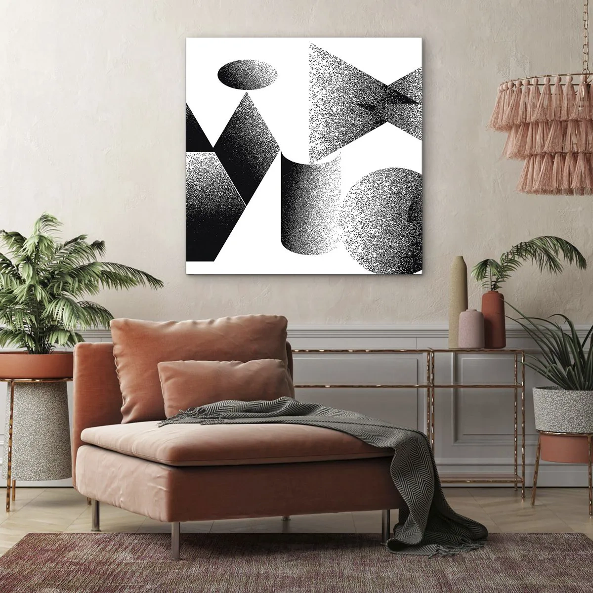 Canvastavla - Bild på duk - Vinklar och ovaler - 60x60 cm