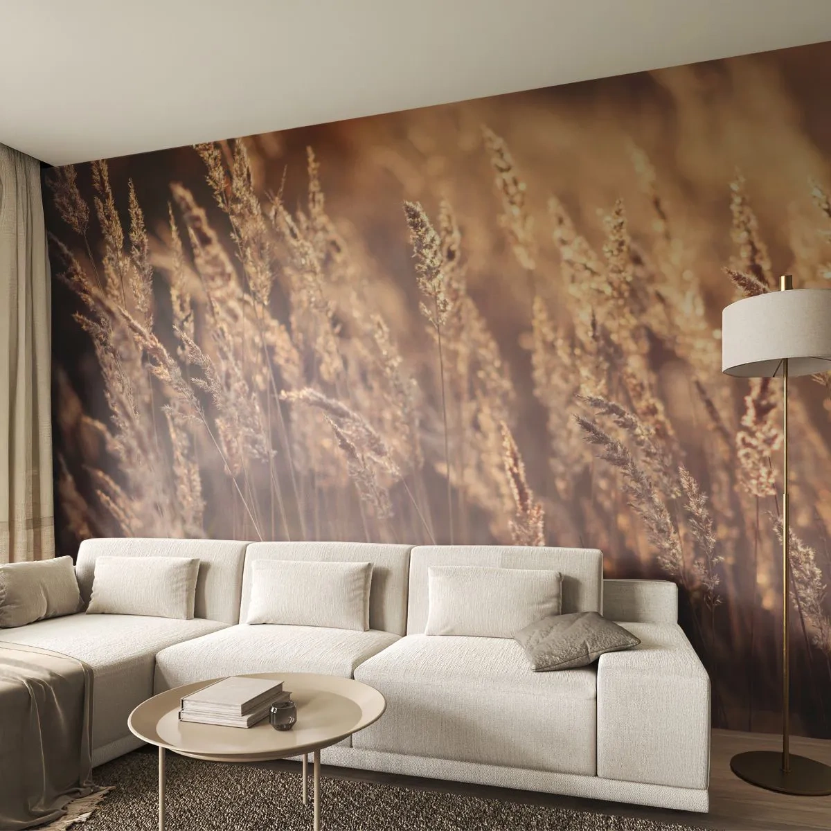Fototapet Premium Canvas - Redo att välkomna hösten - Landskap, Öron av säd, Äng - 250x175 cm