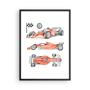 Affisch i svart ram - Akvarell illustration av en racerbil - 50x70cm - Att komma ikapp en dröm - Modern väggdekoration för vardagsrum och sovrum ARTTOR