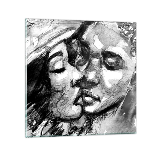 Glastavla - Bild på glas - Ett ömt ögonblick - 30x30 cm