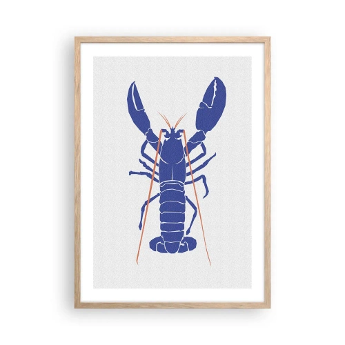 Affisch i ram av ljusek - Utsökt hummer i mörkblått - 50x70 cm