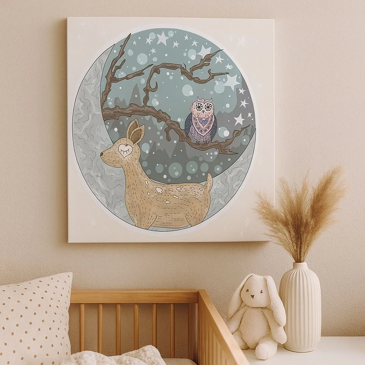 Canvastavla - Bild på duk - Sagolik skogsnatt - 30x30 cm