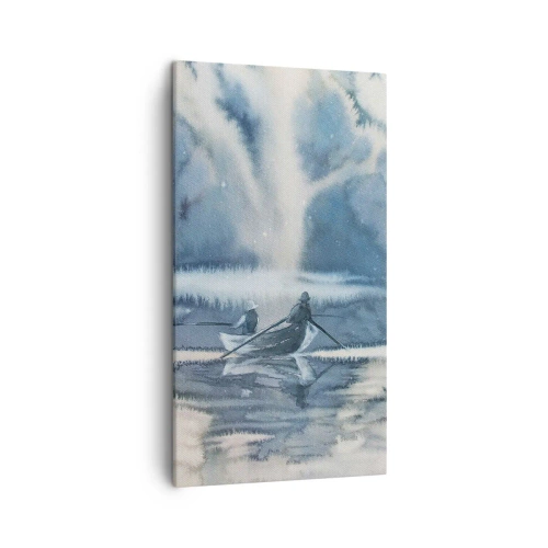 Canvastavla - Bild på duk - Sportfiskare i sitt paradis - 45x80 cm