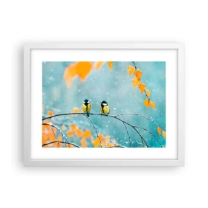 Affisch i vit ram - Fåglarnas skvaller - 40x30 cm