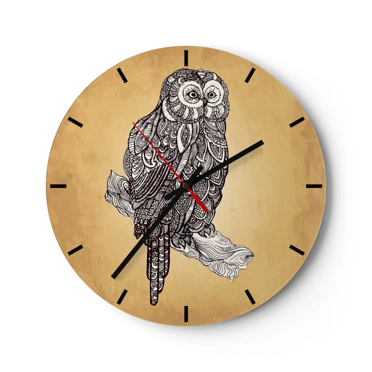 Väggklocka - Klocka på glas - Invecklade ornament av visdom - 40x40 cm
